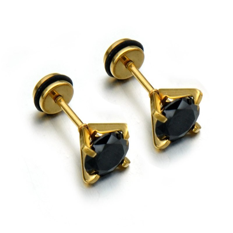 black stone stud earrings