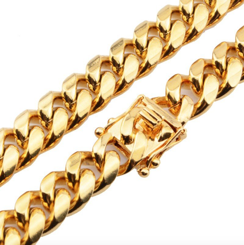 Gold 14mm Miami Cuban Link Necklace NC-023 (30 Inches) All Cuban, Cuban  Chain, Gold Chain, Men's Chains and Necklaces MANDILAX | Online Mens Jewelry  Store Lagos | Iced Out and customized Jewelry