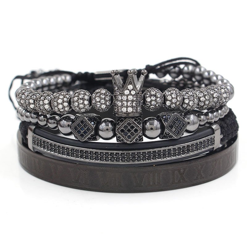 black bracelet with crown