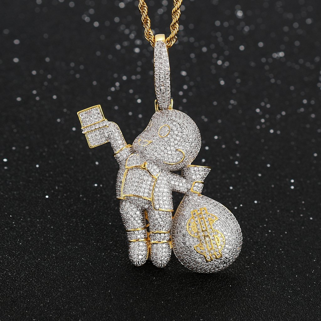 Iced out deals astronaut pendant