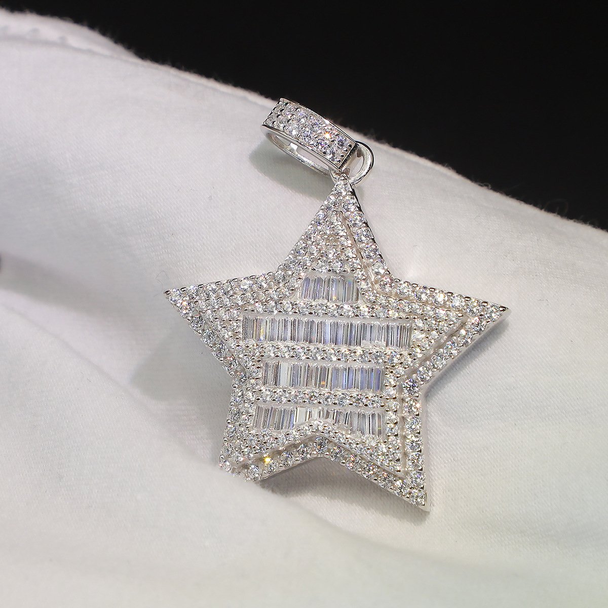 Flawless Star Baguette Medallion CZ Iced Out Pendant