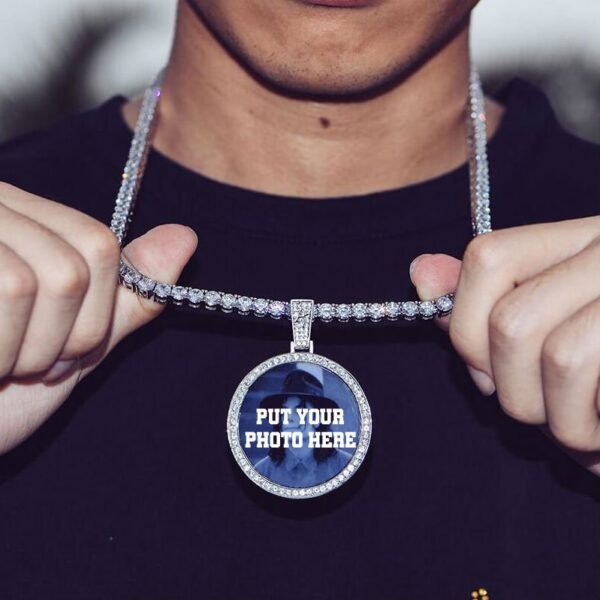 Customize YOUR PHOTO Iced Medallion Pendant with Chain