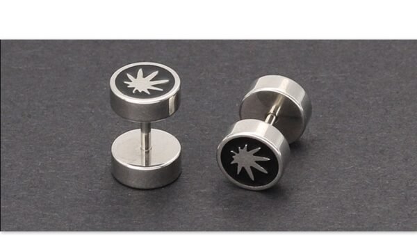 Simple Stainless Weed Screw Back Stud Earring - Image 3