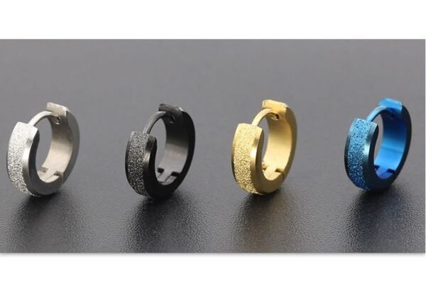 Simple Sand Dust Round Huggie Earring - Image 5