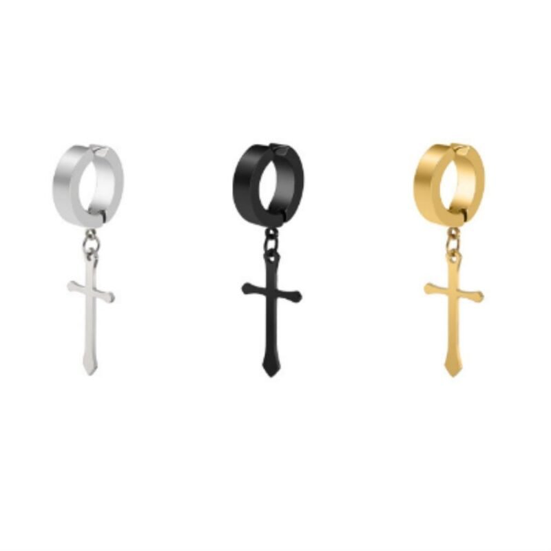 Rema Silver Stainless Steel Hoop Earrings (No Piercing)