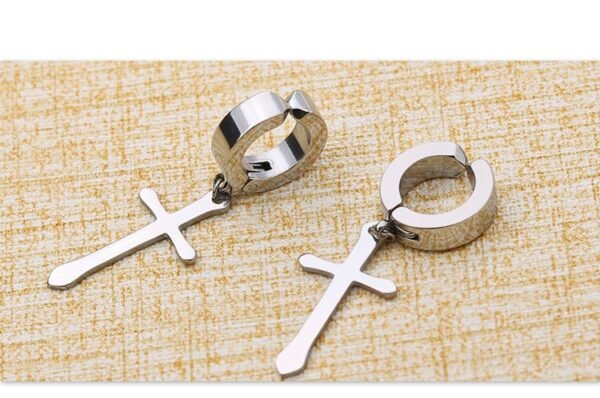 Rema Silver Stainless Steel Hoop Earrings (No Piercing) - Image 3