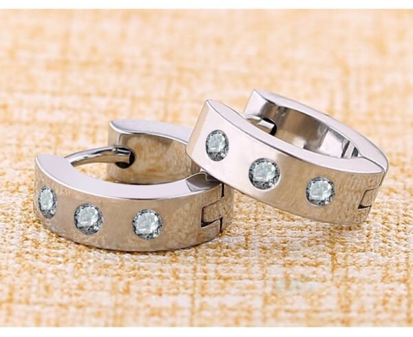 Dotted Stone Huggies Earring - Image 4