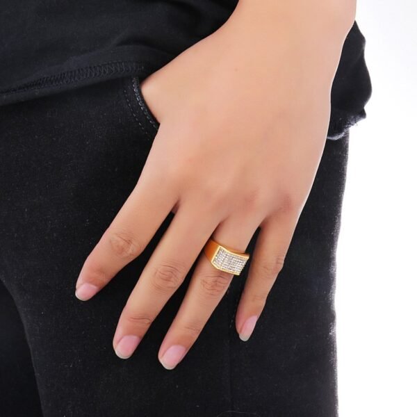 Crack Label Gold Signet Iced Out Ring - Image 9
