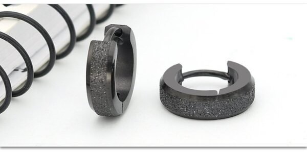 Simple Sand Dust Round Huggie Earring - Image 2