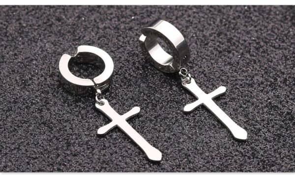 Rema Silver Stainless Steel Hoop Earrings (No Piercing) - Image 6