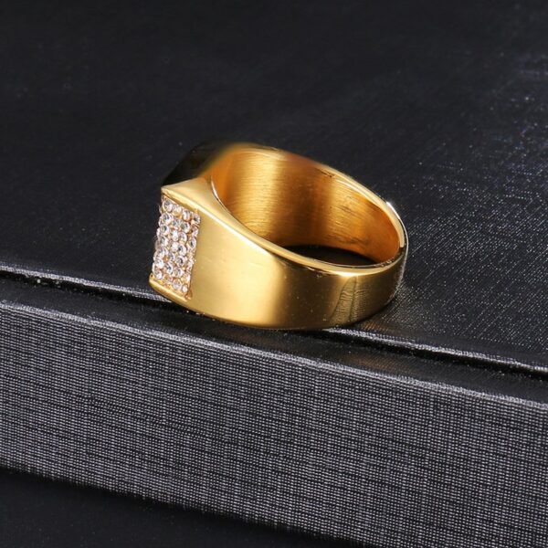 Crack Label Gold Signet Iced Out Ring - Image 7