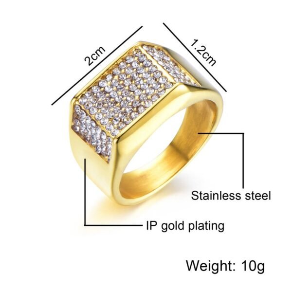 Crack Label Gold Signet Iced Out Ring - Image 10