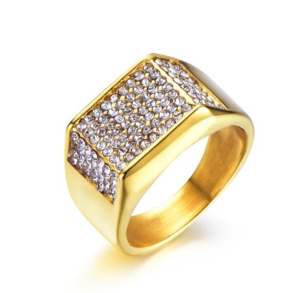 Crack Label Gold Signet Iced Out Ring - Image 3