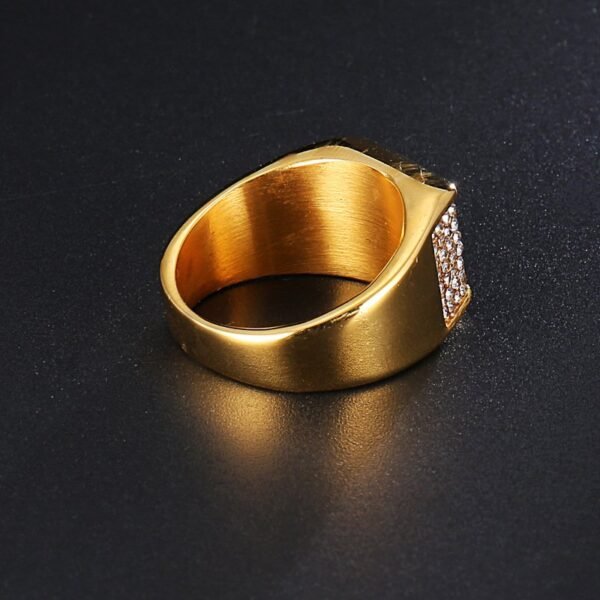 Crack Label Gold Signet Iced Out Ring - Image 6