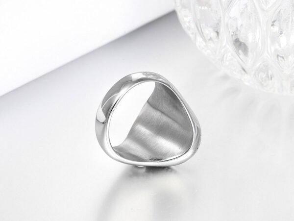 Silver Steel Royalty Crown Signet Ring - Image 5