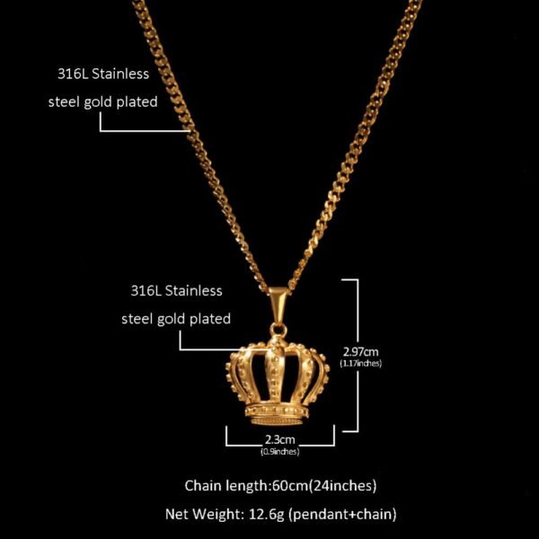 Gold Mini 2D Emperor Crown Chain - Image 8