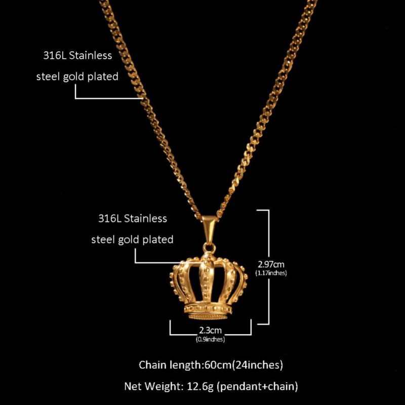 Gold Mini 2D Emperor Crown Chain - Image 8