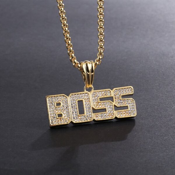 Iced Out Block Font "Boss" Chain - Image 2