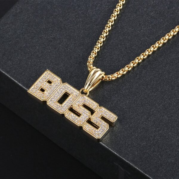 Iced Out Block Font "Boss" Chain - Image 3