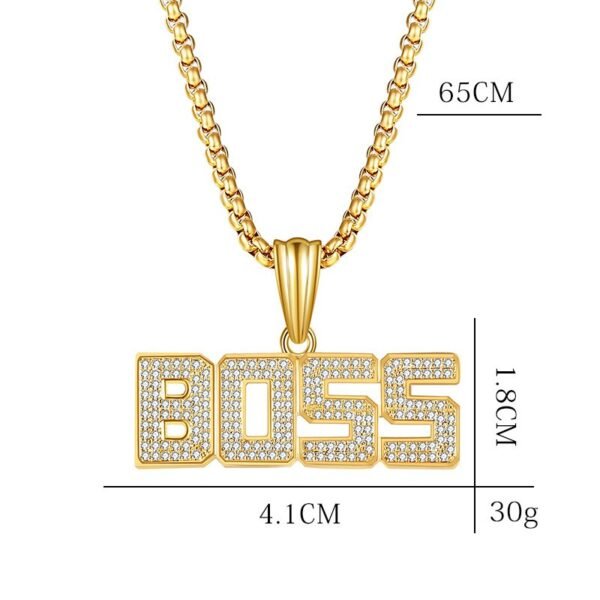 Iced Out Block Font "Boss" Chain - Image 4