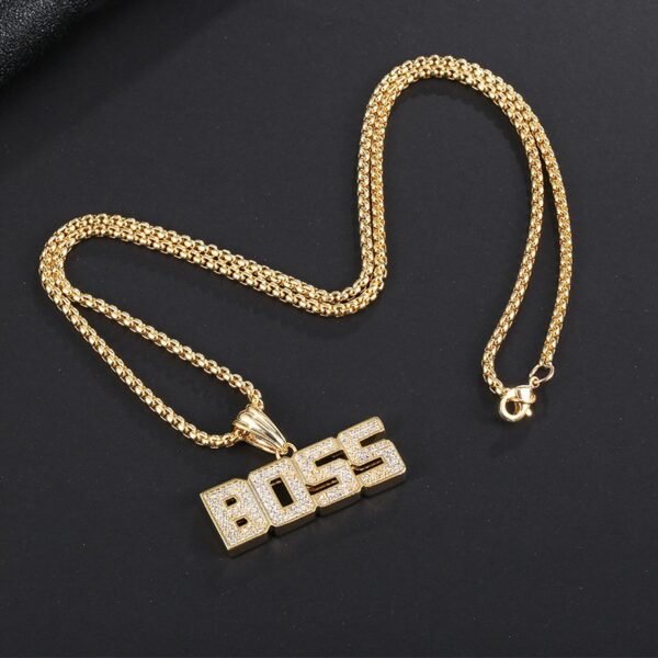 Iced Out Block Font "Boss" Chain - Image 7