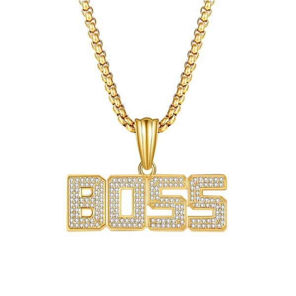 Iced Out Block Font "Boss" Chain - Image 5