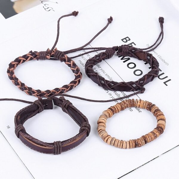 Hipster 4 in 1 Stackable Leather Bracelet - Image 3