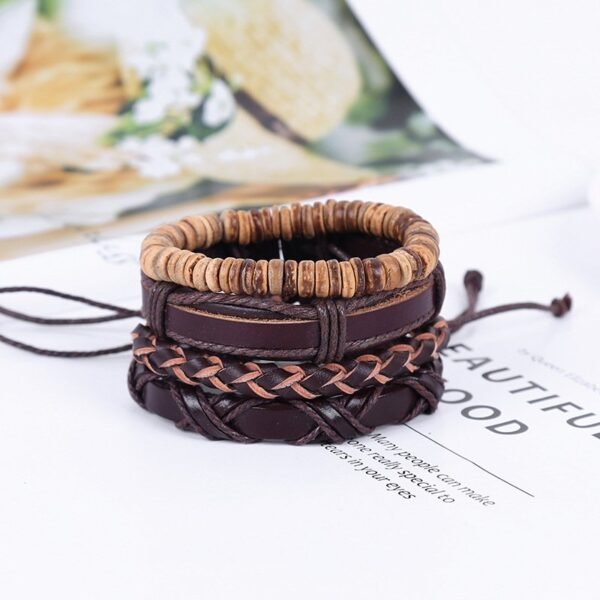 Hipster 4 in 1 Stackable Leather Bracelet - Image 5