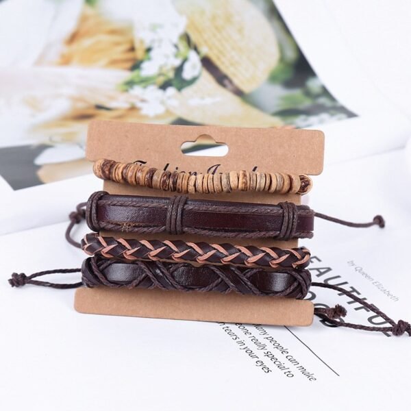 Hipster 4 in 1 Stackable Leather Bracelet - Image 2