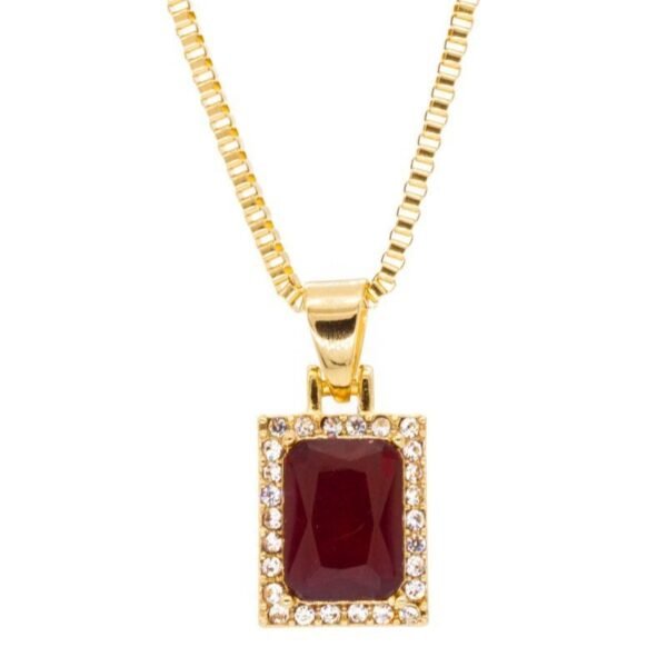 Gold Mini Red Ruby Diamond Chain - Image 2