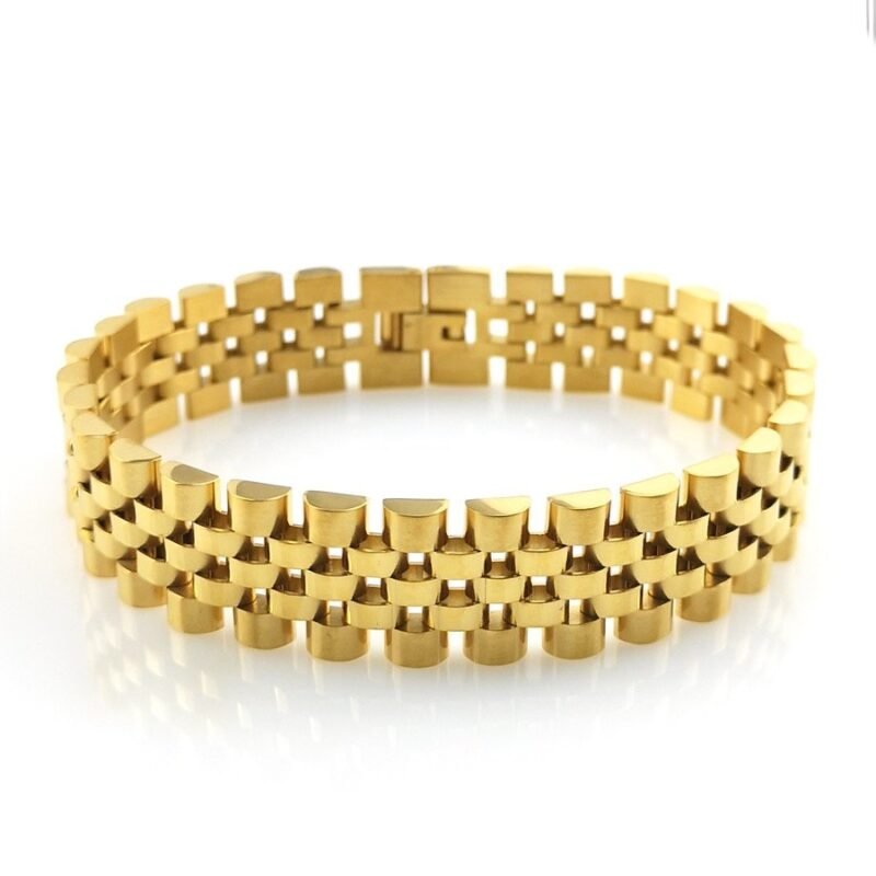 Classic Gold Titanium Steel Rollie Bracelet