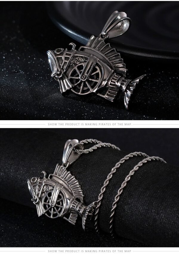 Silver 3D Rotary Robotic Fish Chain - Image 4