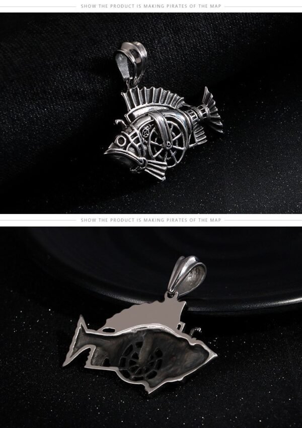 Silver 3D Rotary Robotic Fish Chain - Image 3