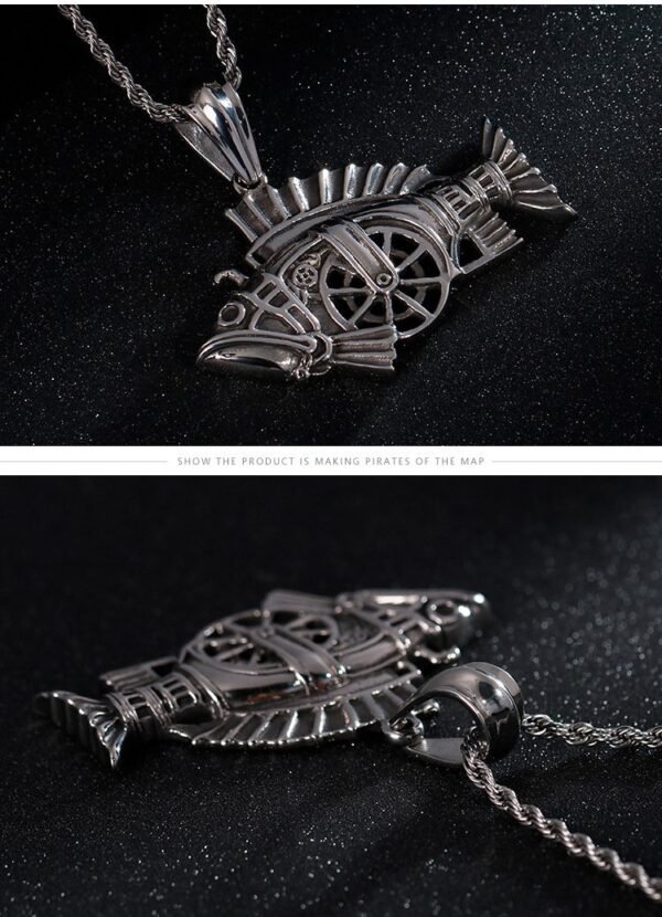 Silver 3D Rotary Robotic Fish Chain - Image 5
