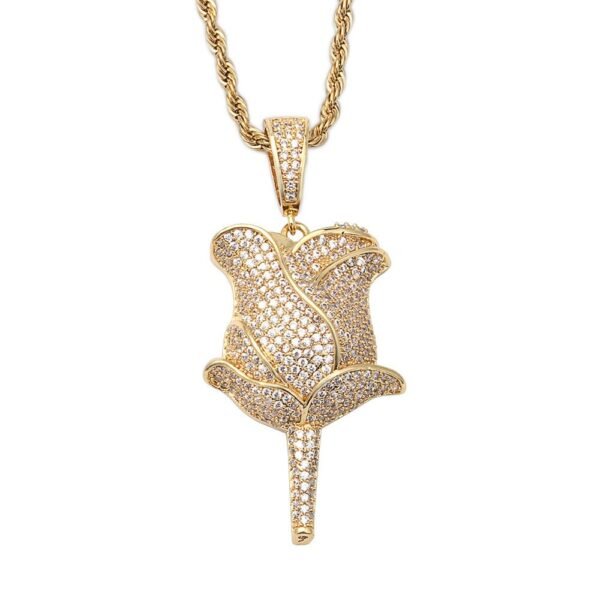 Gold Iced Out Rose Chain