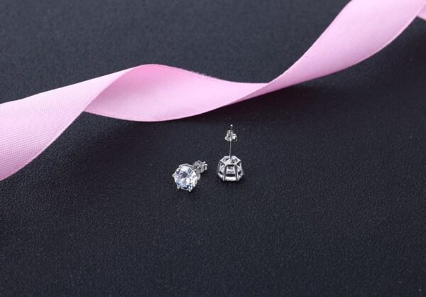 Classic 925 Sterling Silver Diamond Stud Earring - Image 4
