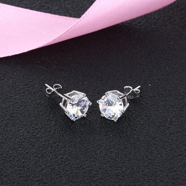 Classic 925 Sterling Silver Diamond Stud Earring - Image 5