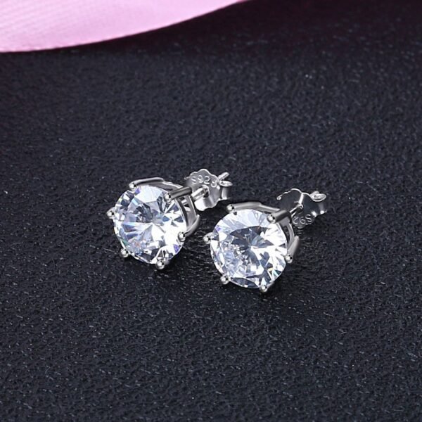 Classic 925 Sterling Silver Diamond Stud Earring - Image 6
