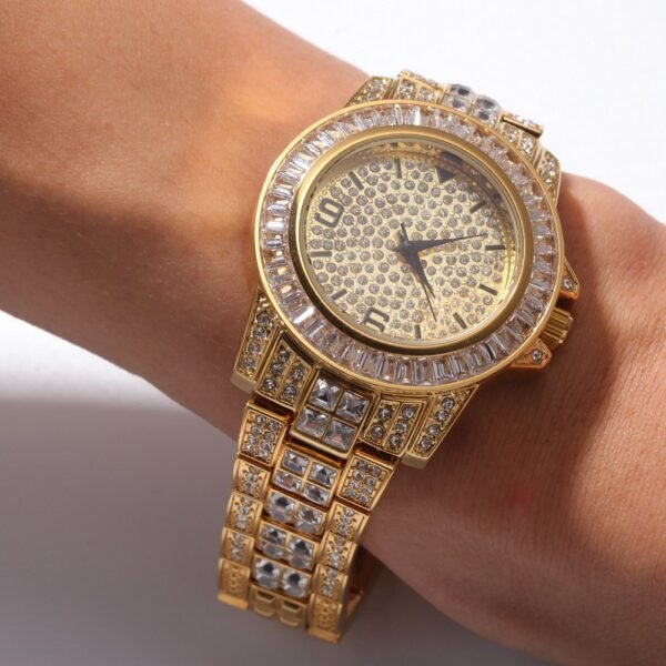 Gold Valeria Iced Out Wrist Watch for Men - Image 5