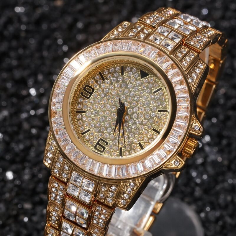 Gold Valeria Iced Out Wrist Watch for Men - Image 4