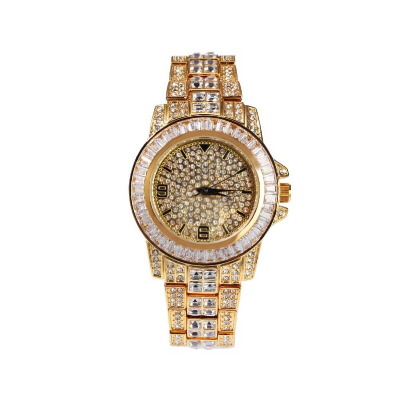 Gold Valeria Iced Out Wrist Watch for Men