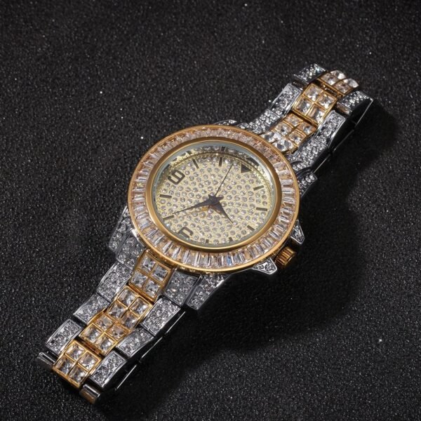 Valeria Two Tone Iced Out Wrist Watch for Men - Image 4