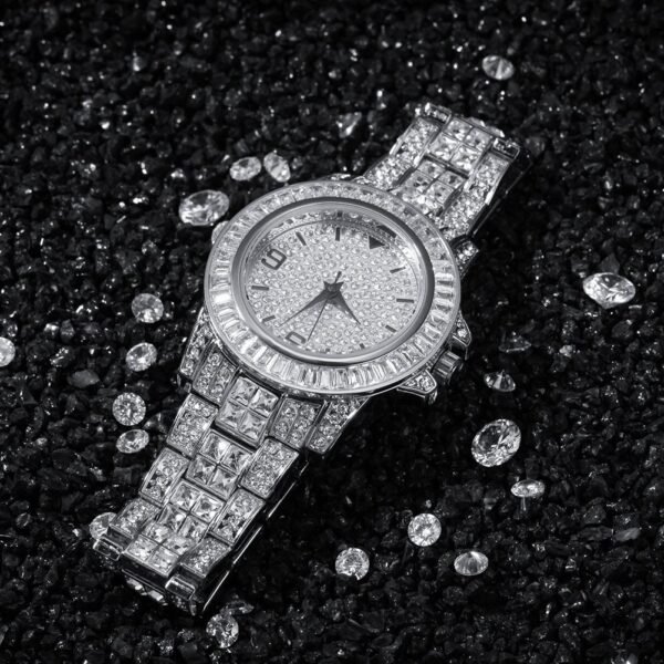 White Valeria Iced Out Wrist Watch for Men - Image 4