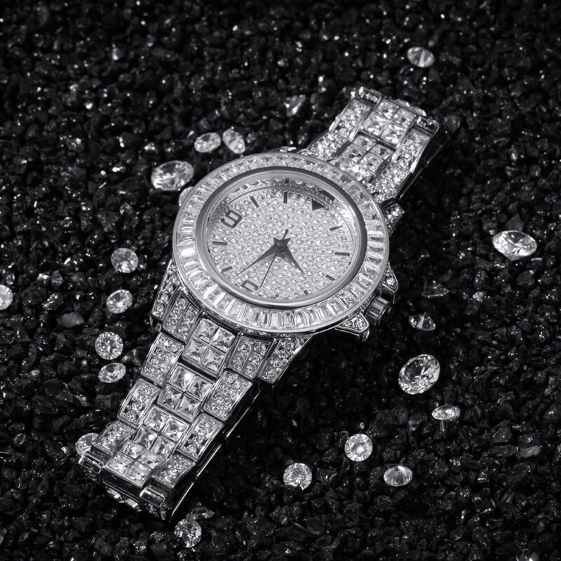 White Valeria Iced Out Wrist Watch for Men - Image 4