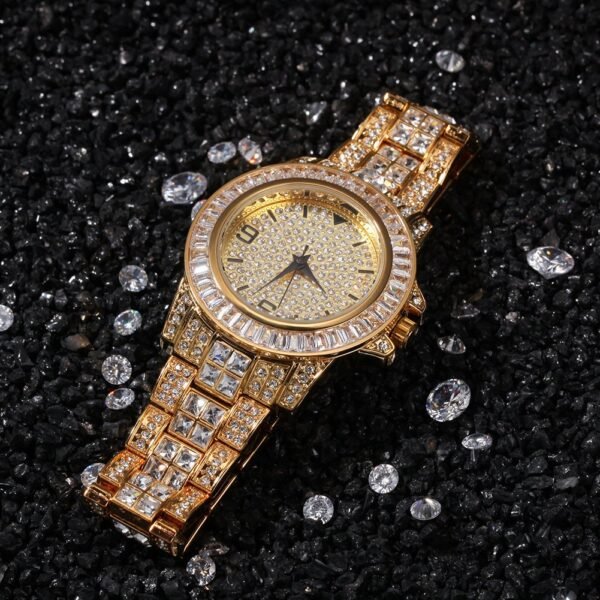 Gold Valeria Iced Out Wrist Watch for Men - Image 3