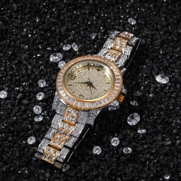 Valeria Two Tone Iced Out Wrist Watch for Men - Image 3