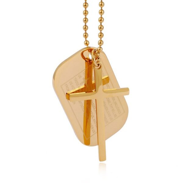 Silver Dog tag Cross Chain for Men - Image 2