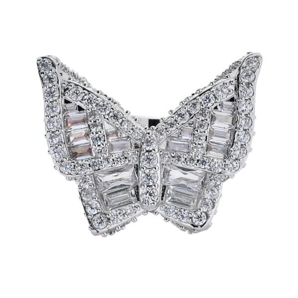 Iced Out Bagguette Butterfly Statement Ring