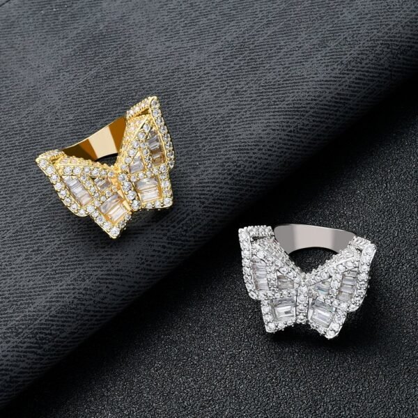 Iced Out Bagguette Butterfly Statement Ring - Image 6
