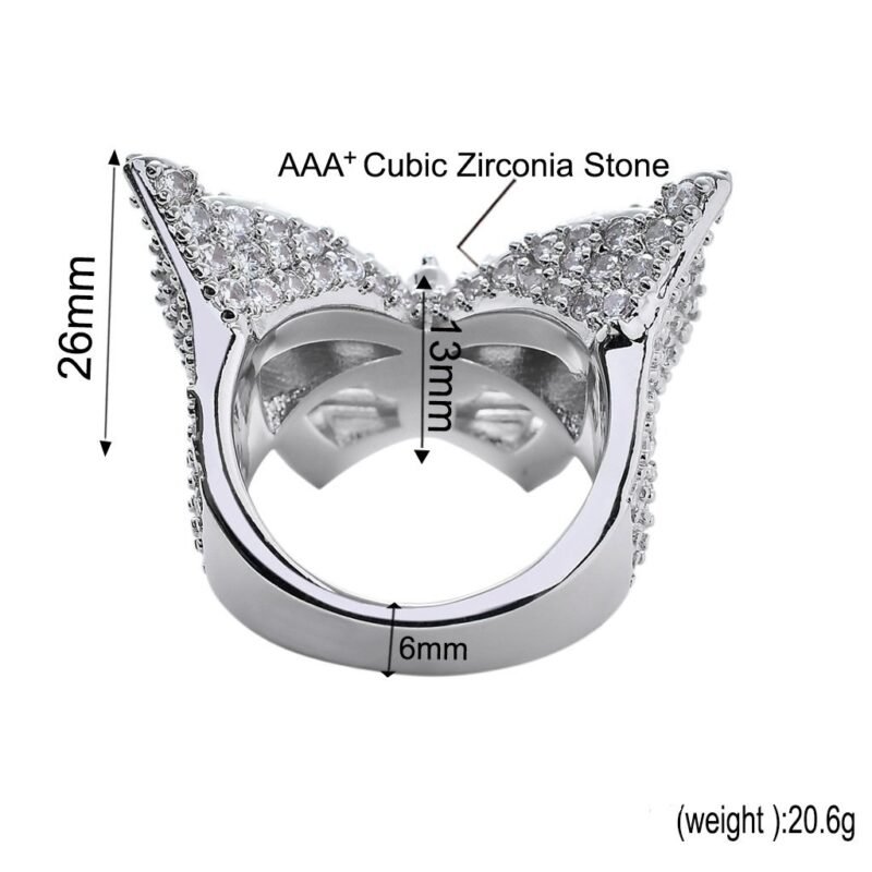Iced Out Bagguette Butterfly Statement Ring - Image 7